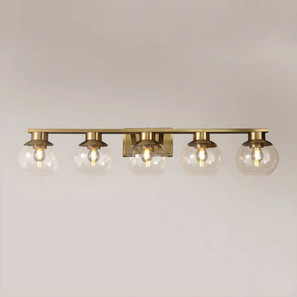 Applique murale moderne en verre transparent doré sous dôme pour salle de bain