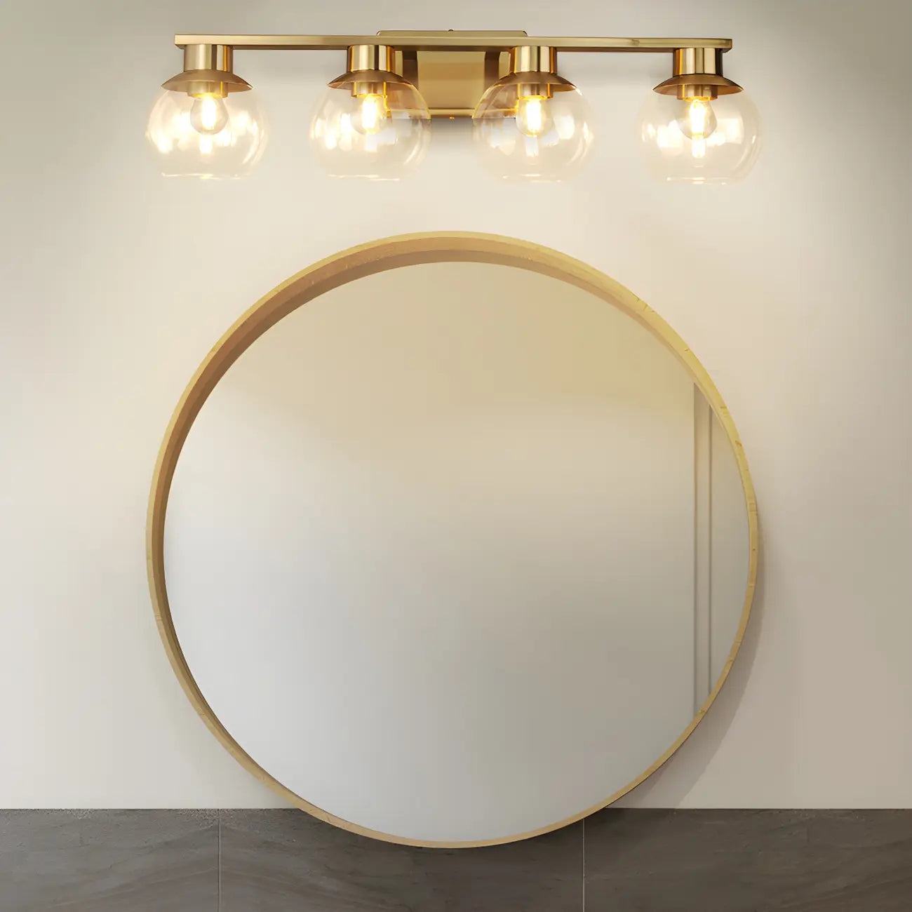 Applique murale moderne en verre transparent doré sous dôme pour salle de bain