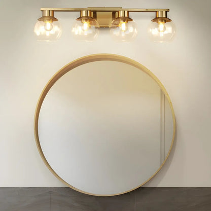 Applique murale moderne en verre transparent doré sous dôme pour salle de bain