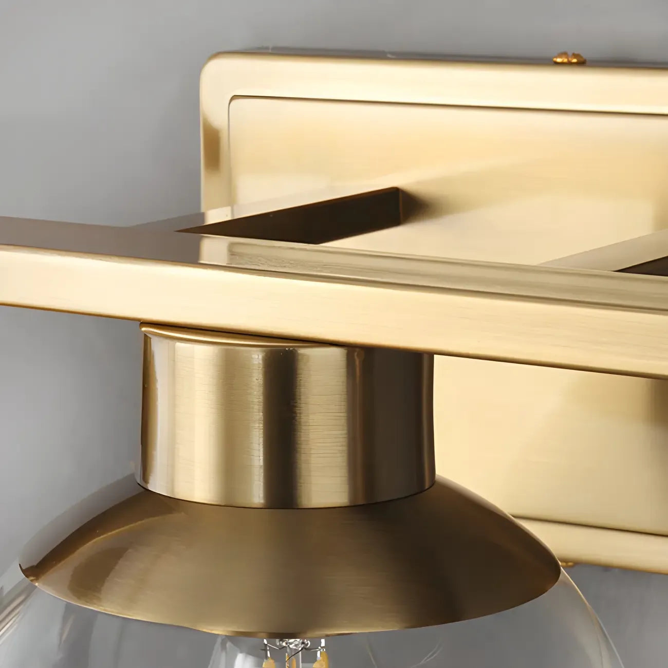 Applique murale moderne en verre transparent doré sous dôme pour salle de bain