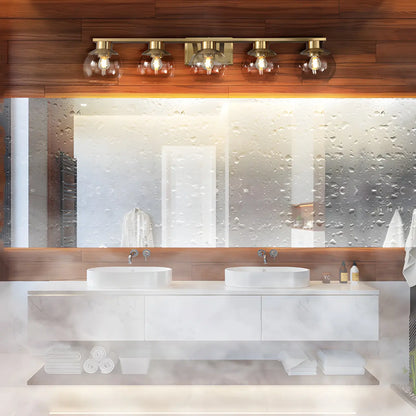 Applique murale moderne en verre transparent doré sous dôme pour salle de bain