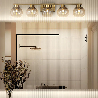 Applique murale moderne en verre transparent doré sous dôme pour salle de bain