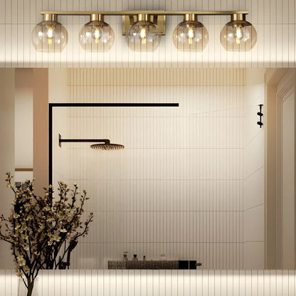 Applique murale moderne en verre transparent doré sous dôme pour salle de bain