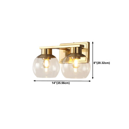 Applique murale moderne en verre transparent doré sous dôme pour salle de bain
