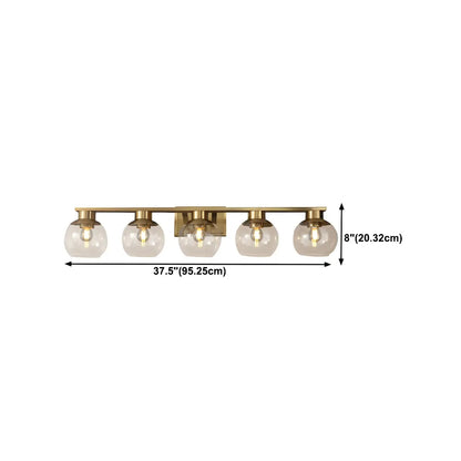 Applique murale moderne en verre transparent doré sous dôme pour salle de bain