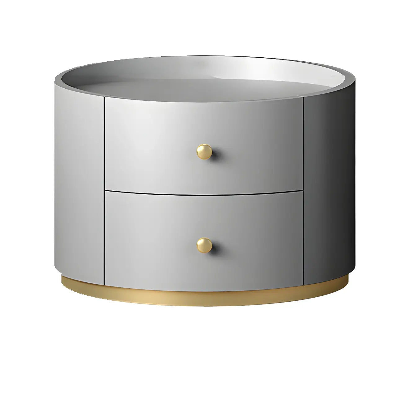 Table de chevet ronde Glam en bois manufacturé à 2 tiroirs