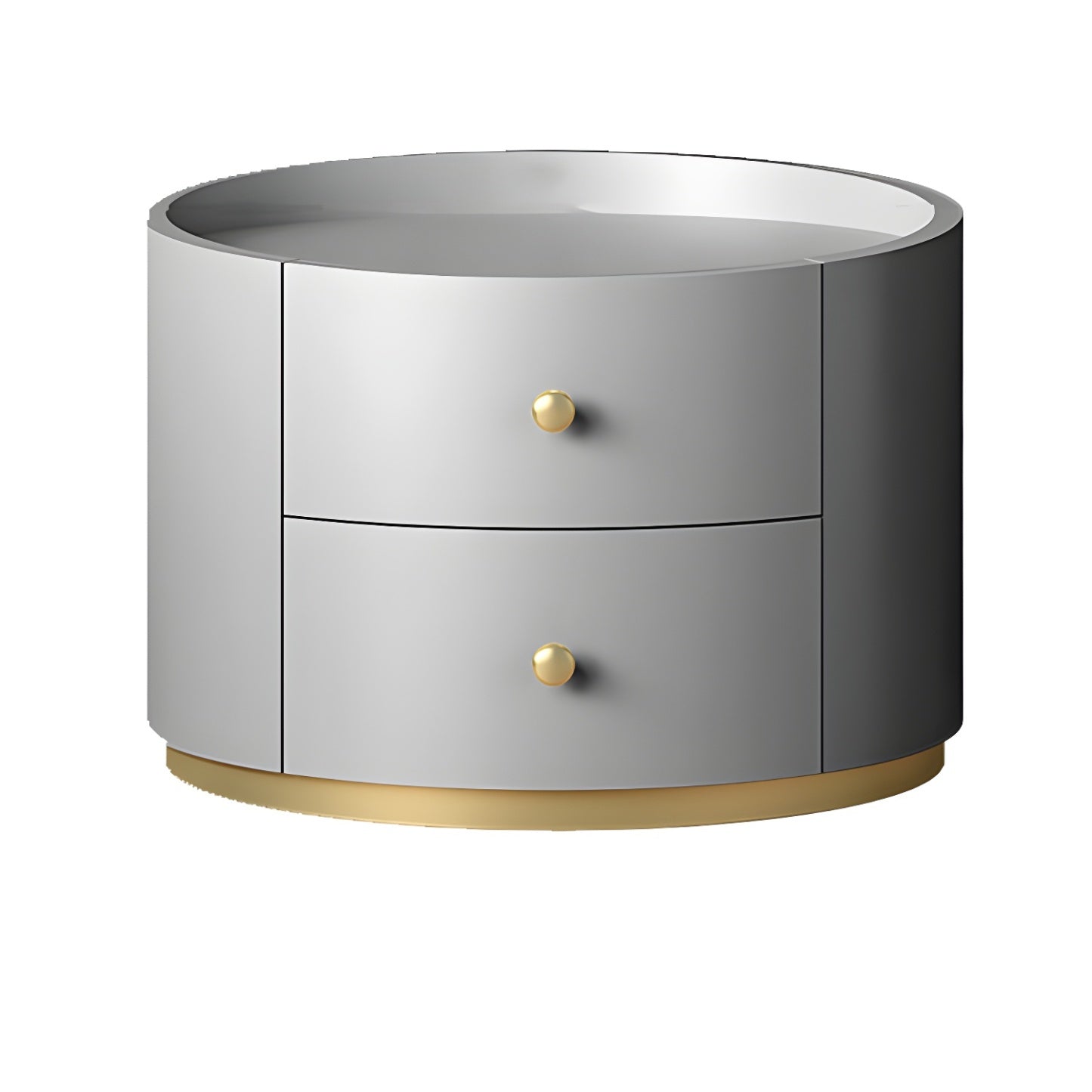 Table de chevet ronde Glam en bois manufacturé à 2 tiroirs