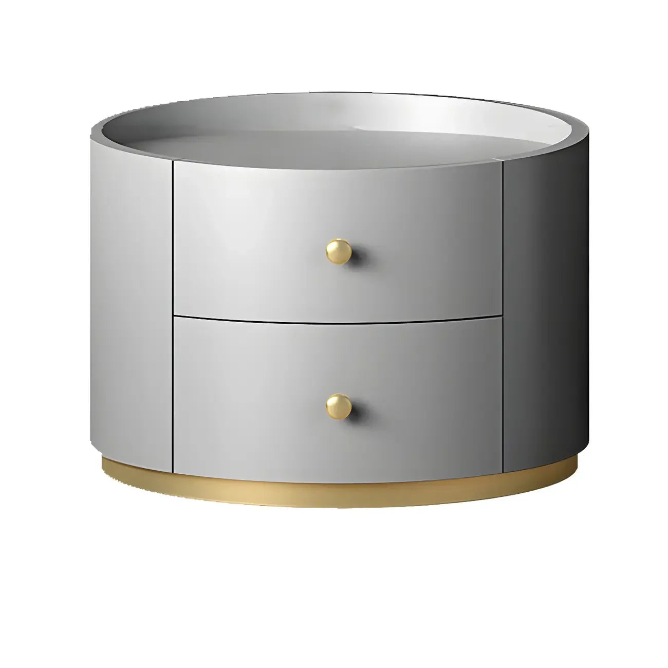 Table de chevet ronde Glam en bois manufacturé à 2 tiroirs