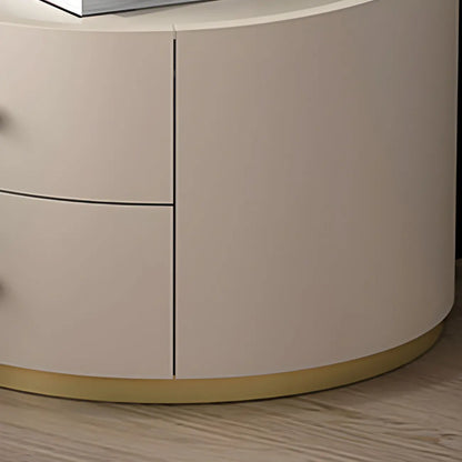 Table de chevet ronde Glam en bois manufacturé à 2 tiroirs