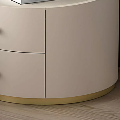 Table de chevet ronde Glam en bois manufacturé à 2 tiroirs