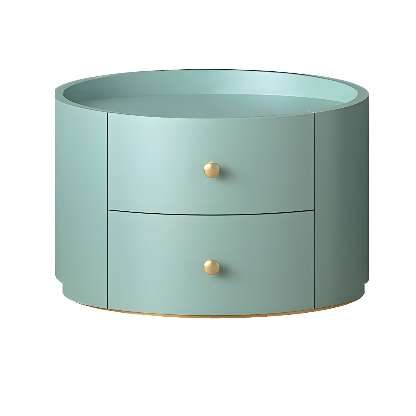 Table de chevet ronde Glam en bois manufacturé à 2 tiroirs