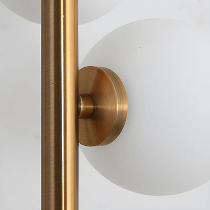 Lampadaire vertical moderne à 6 lumières en verre et métal incurvés