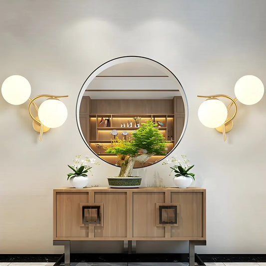 Applique murale double en verre torsadé doré moderne.