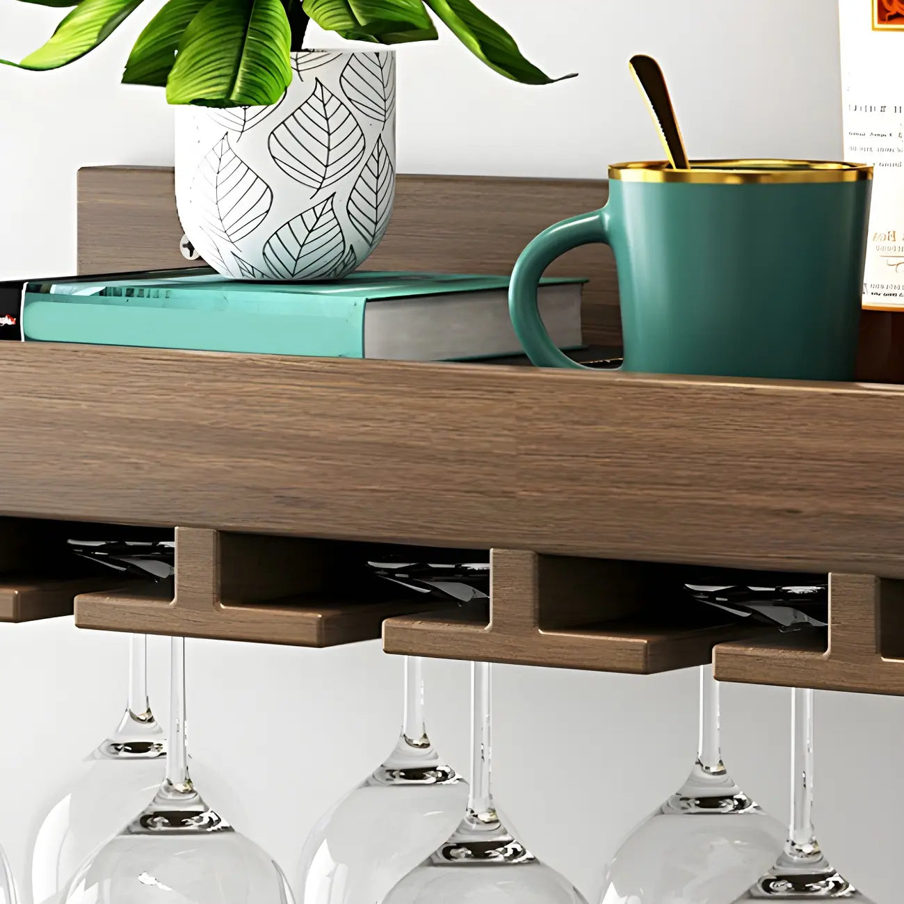 Étagère à vin murale en bois de style industriel