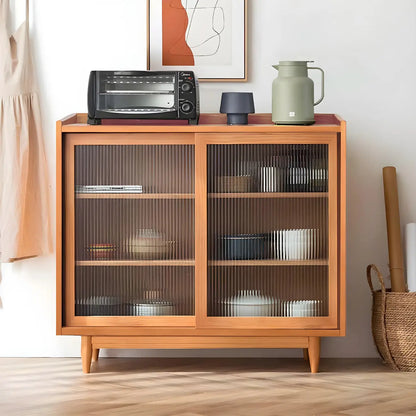 Vitrine moderne en bois à 3 niveaux avec portes vitrées