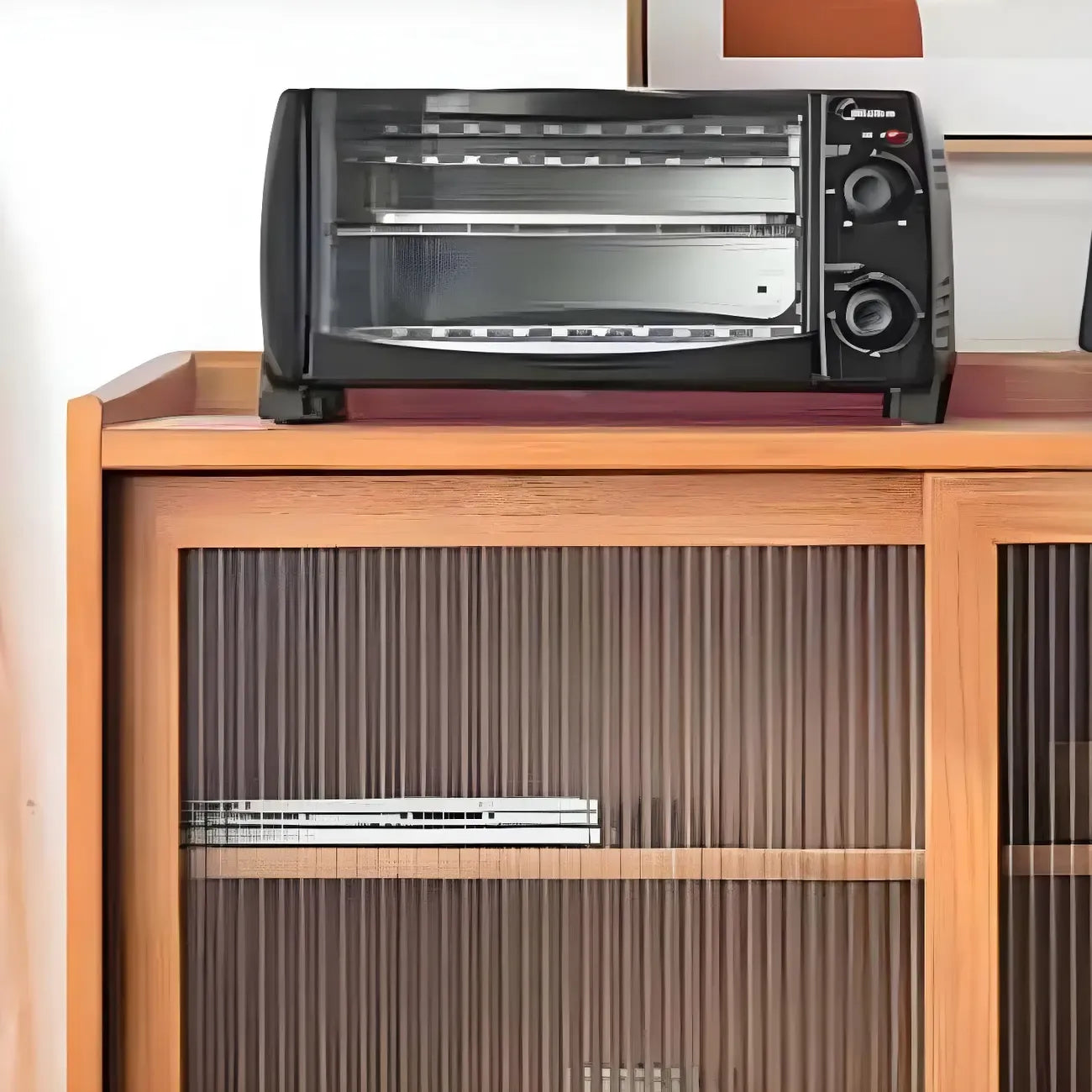 Vitrine moderne en bois à 3 niveaux avec portes vitrées