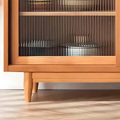 Vitrine moderne en bois à 3 niveaux avec portes vitrées