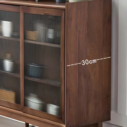 Vitrine moderne en bois à 3 niveaux avec portes vitrées