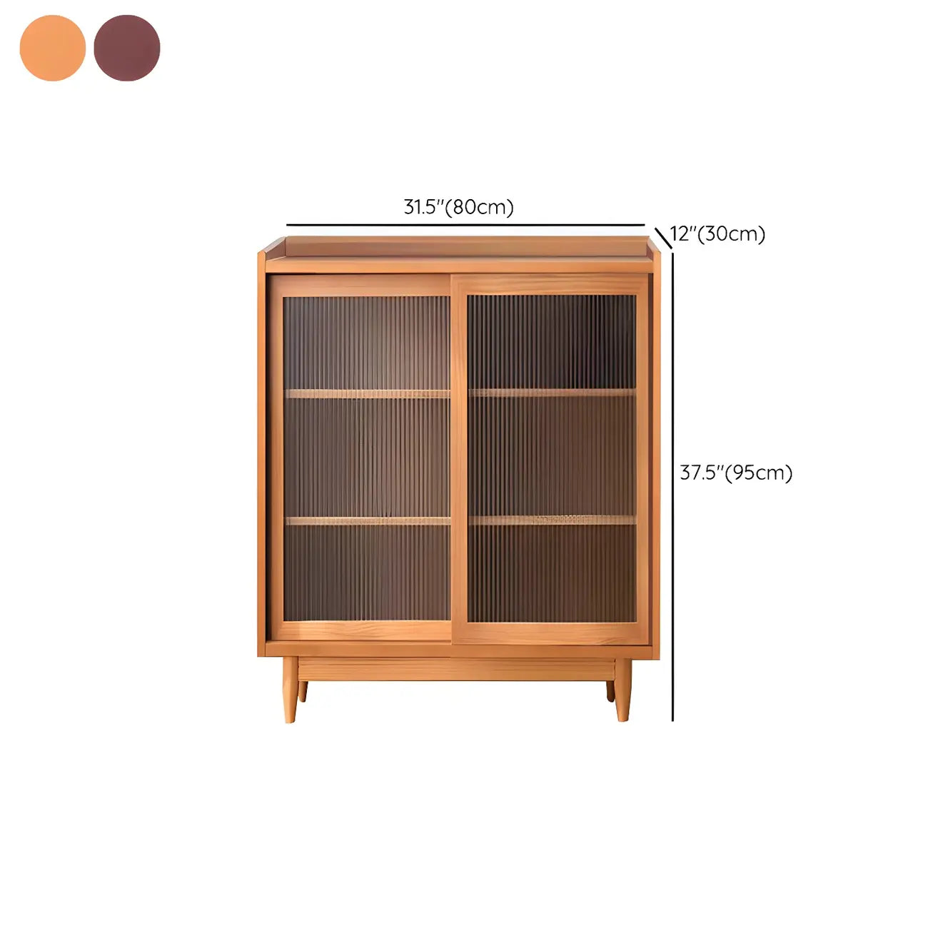 Vitrine moderne en bois à 3 niveaux avec portes vitrées