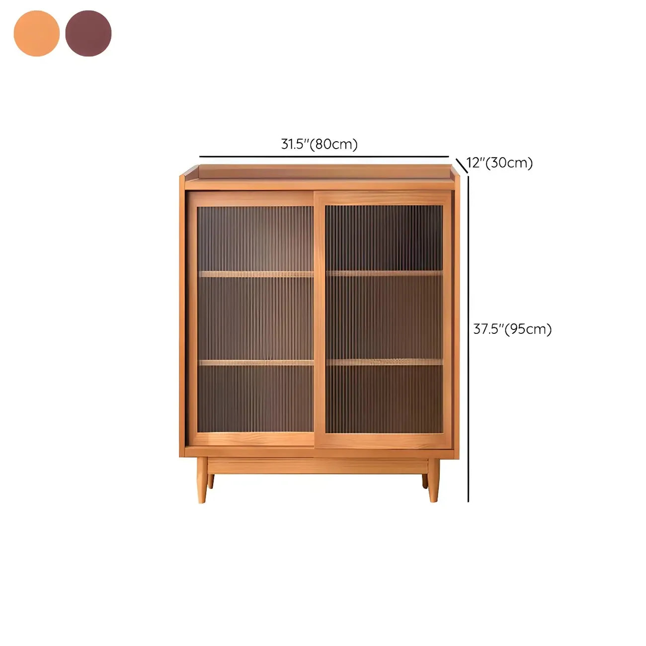 Vitrine moderne en bois à 3 niveaux avec portes vitrées