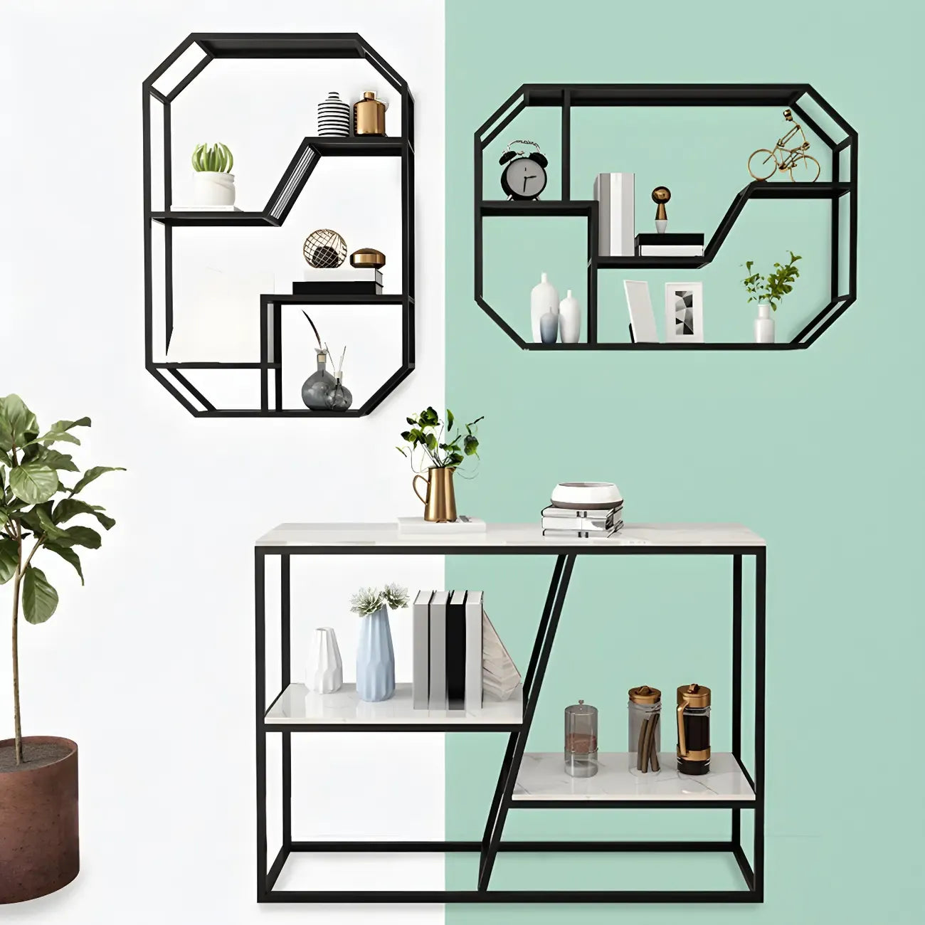 Porte-bouteilles mural simple en métal noir