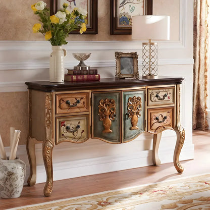 Console de rangement en bois de style français avec tiroirs