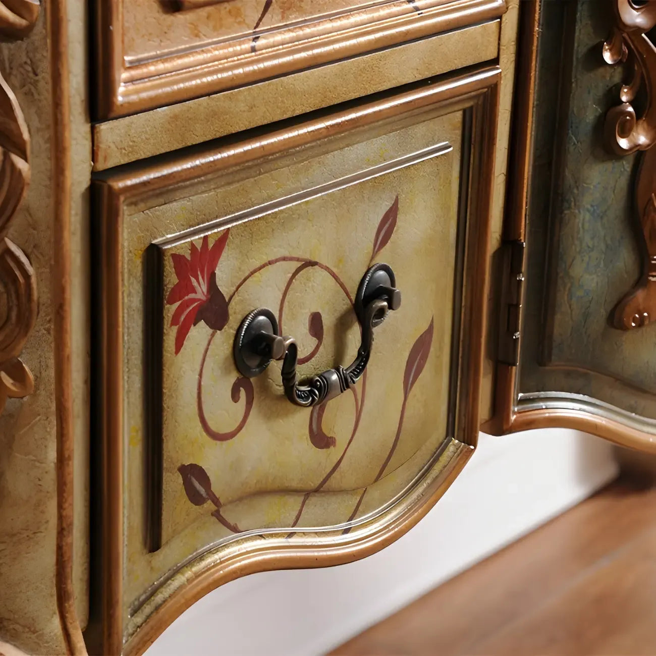 Console de rangement en bois de style français avec tiroirs