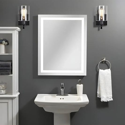 Applique murale moderne cylindrique en métal et verre à une lumière pour salle de bain