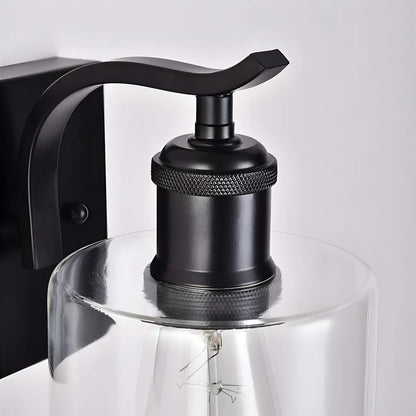 Applique murale moderne cylindrique en métal et verre à une lumière pour salle de bain