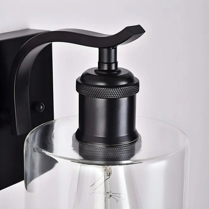 Applique murale moderne cylindrique en métal et verre à une lumière pour salle de bain