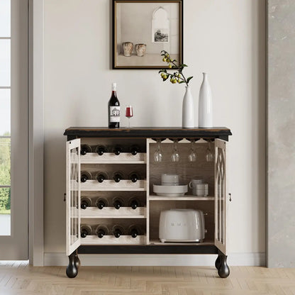 Armoire à vin traditionnelle en MDF noir avec portes