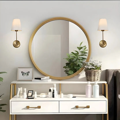 Applique murale glamour moderne en laiton avec abat-jour en tissu