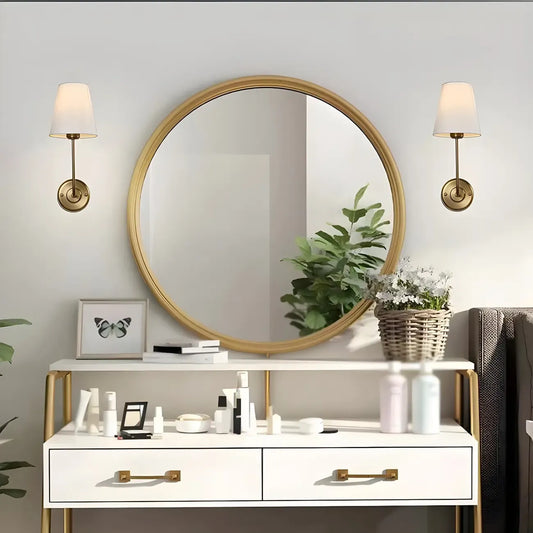 Applique murale glamour moderne en laiton avec abat-jour en tissu
