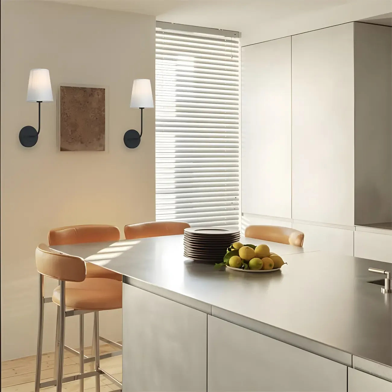 Applique murale glamour moderne en laiton avec abat-jour en tissu