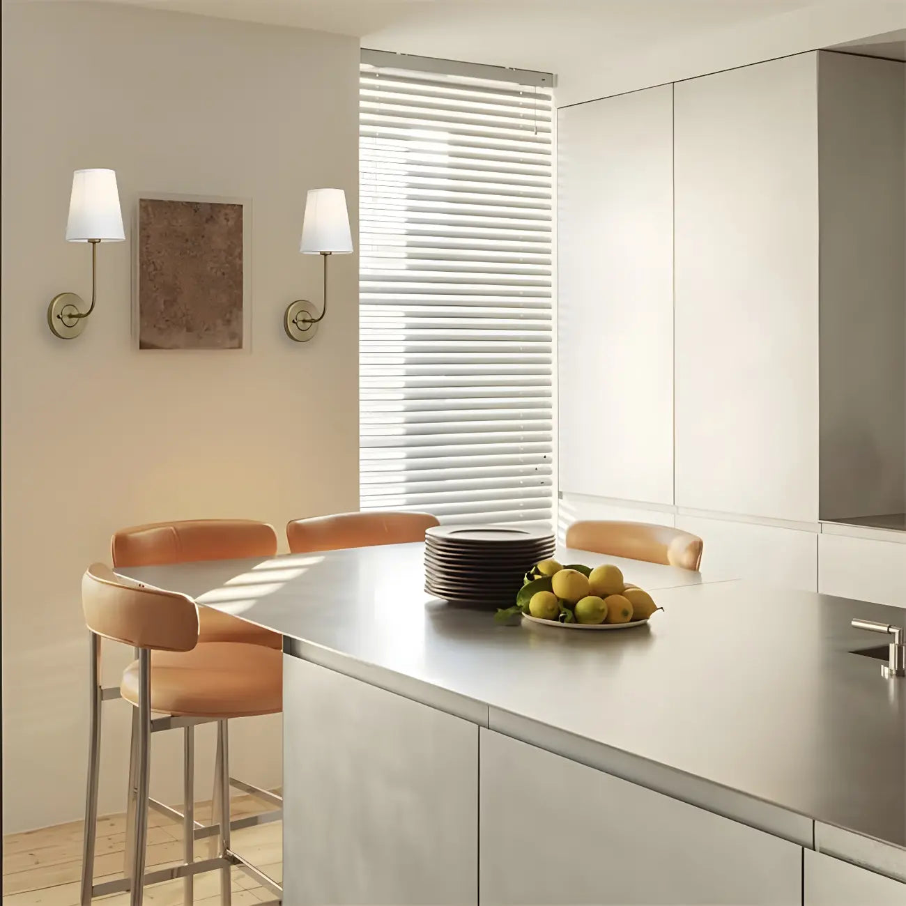 Applique murale glamour moderne en laiton avec abat-jour en tissu