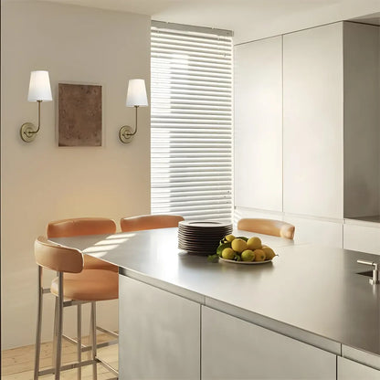 Applique murale glamour moderne en laiton avec abat-jour en tissu