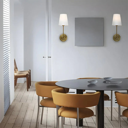Applique murale glamour moderne en laiton avec abat-jour en tissu