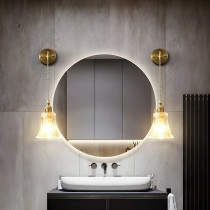 Applique murale suspendue moderne en verre doré pour salle de bain