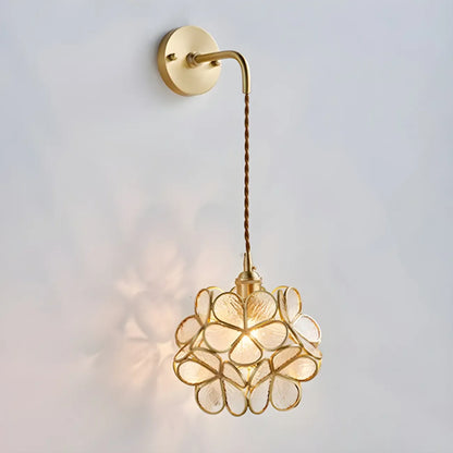 Applique murale suspendue moderne en verre doré pour salle de bain