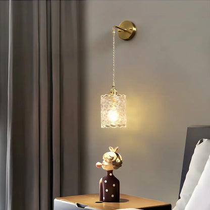 Applique murale suspendue moderne en verre doré pour salle de bain