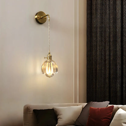 Applique murale suspendue moderne en verre doré pour salle de bain