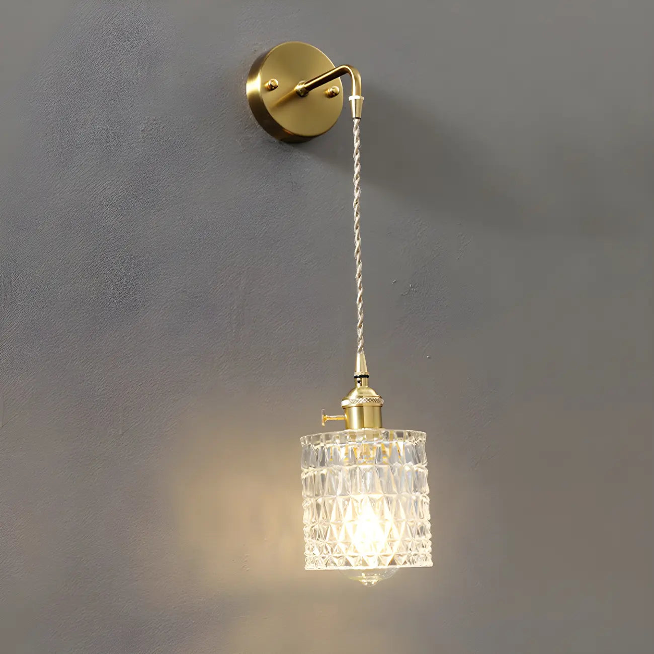 Applique murale suspendue moderne en verre doré pour salle de bain