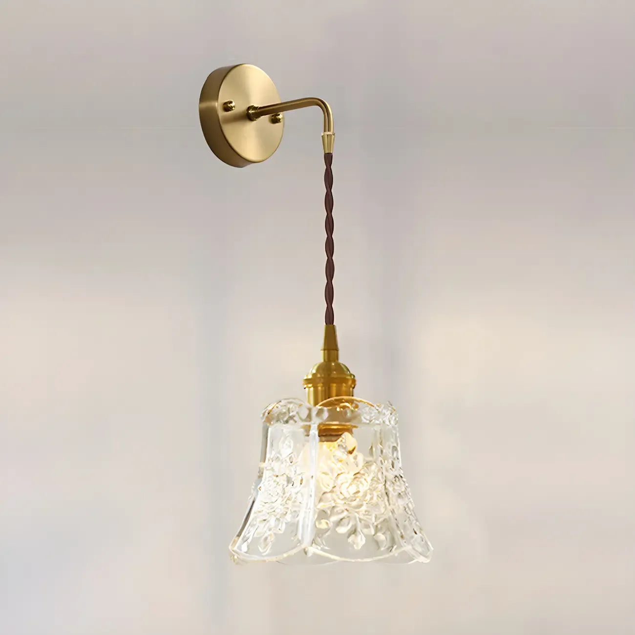 Applique murale suspendue moderne en verre doré pour salle de bain