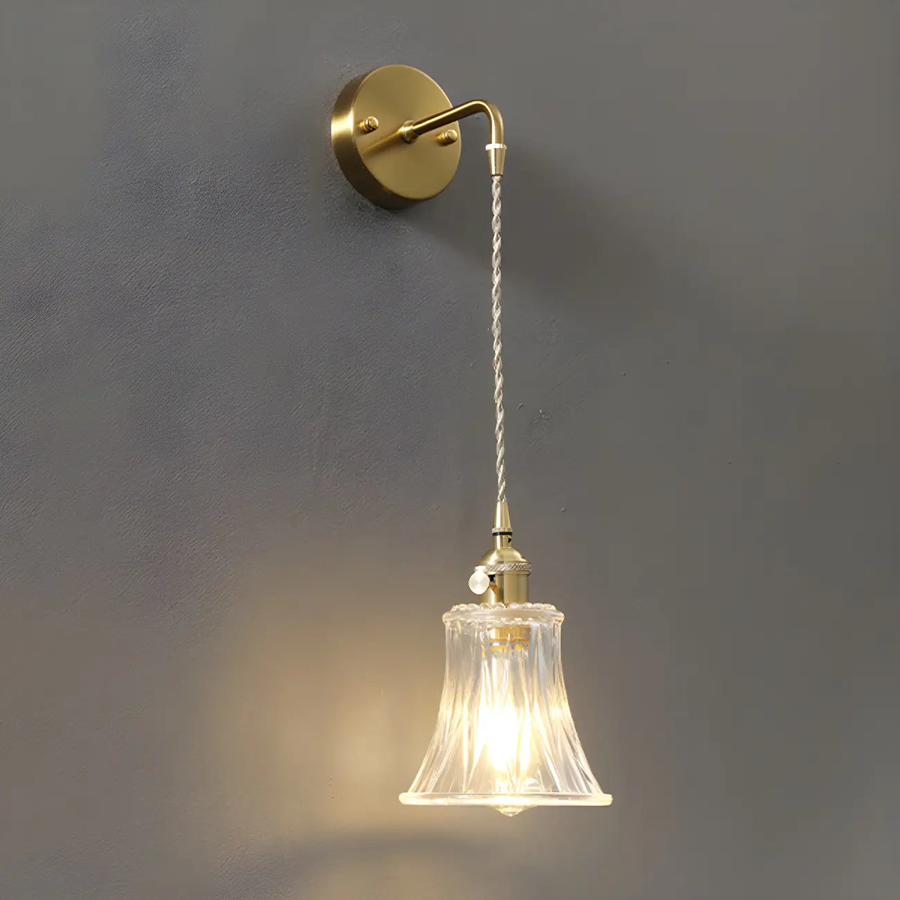 Applique murale suspendue moderne en verre doré pour salle de bain