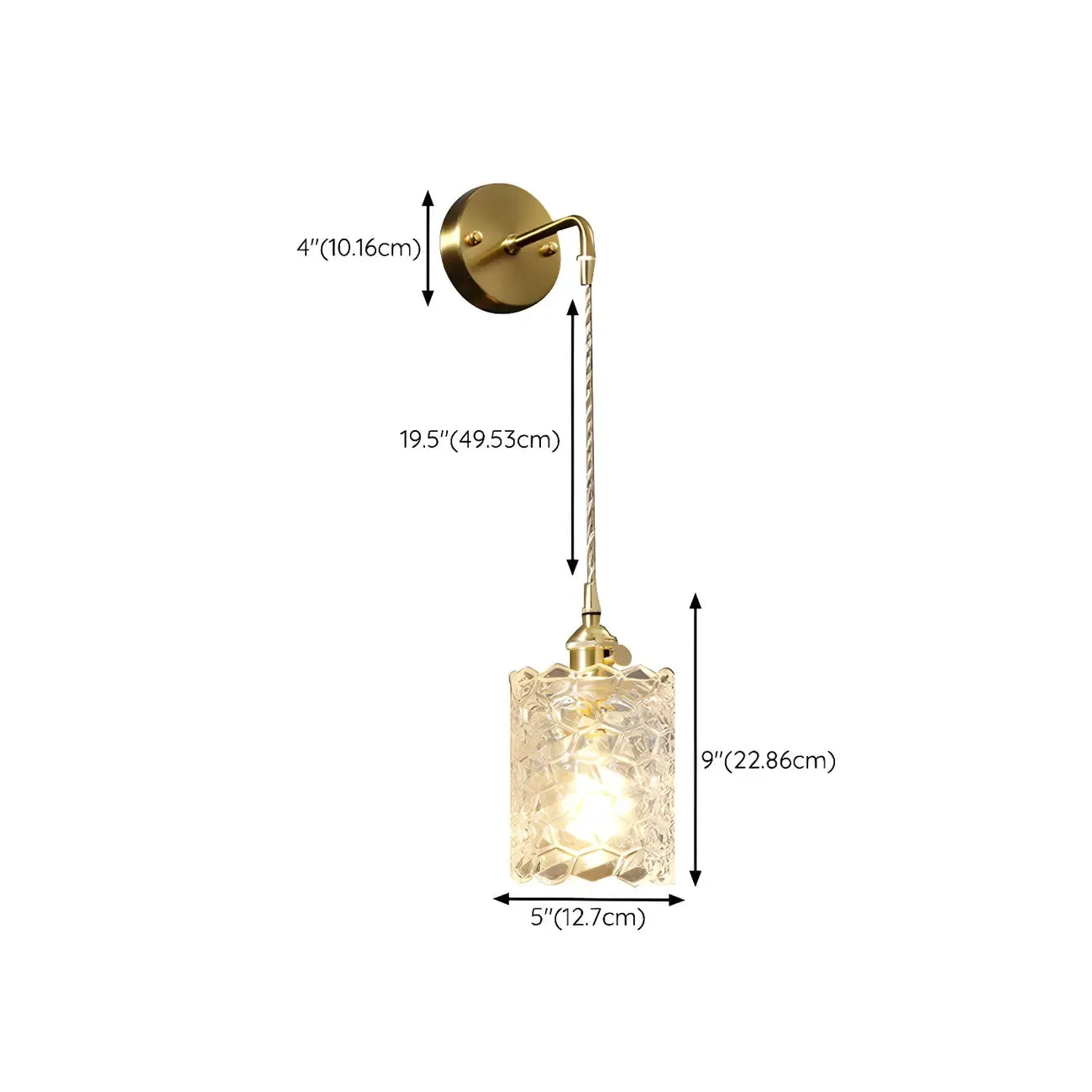 Applique murale suspendue moderne en verre doré pour salle de bain