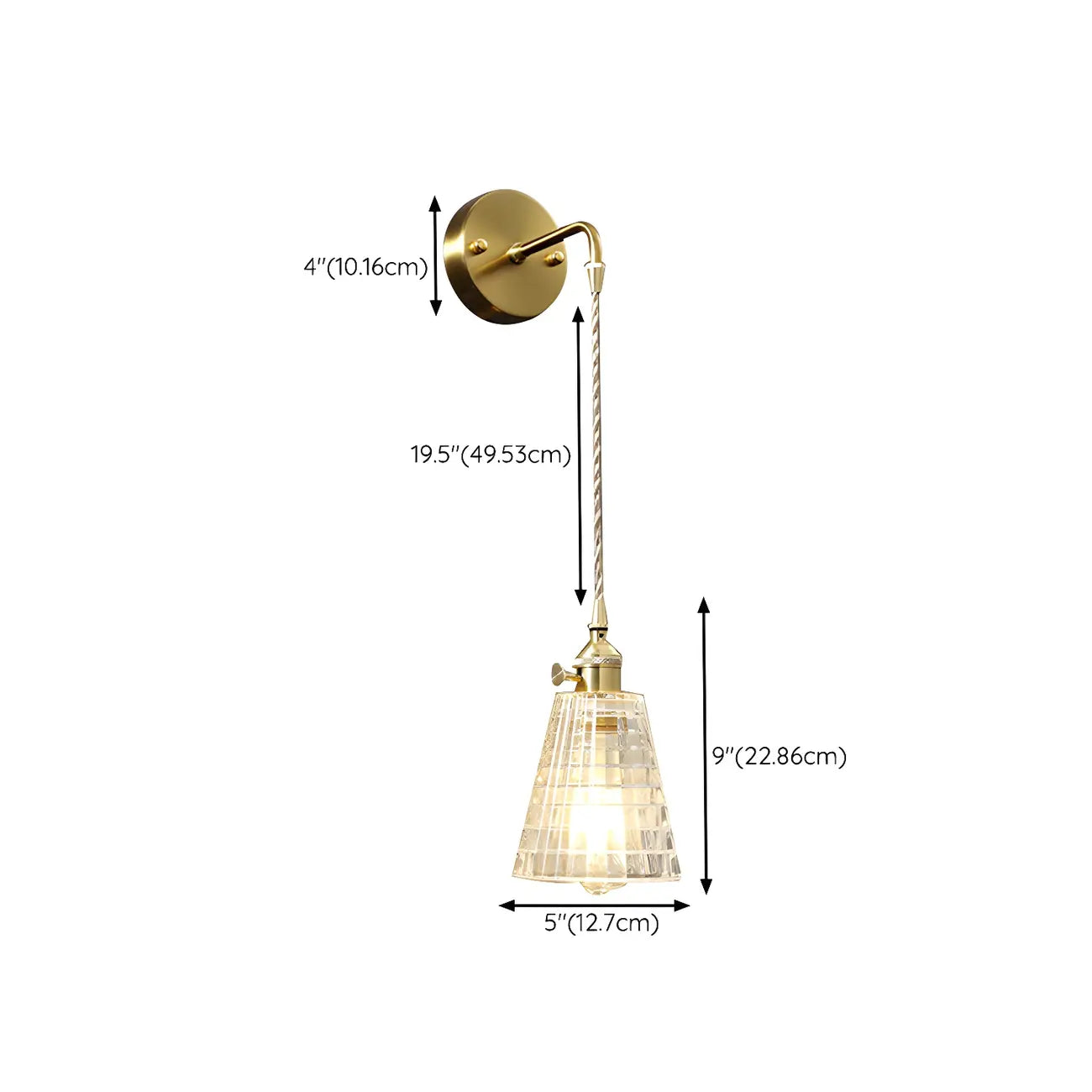 Applique murale suspendue moderne en verre doré pour salle de bain