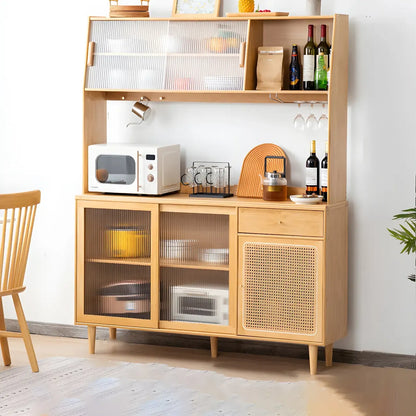 Buffet de salle à manger en bois naturel avec rangement ouvert