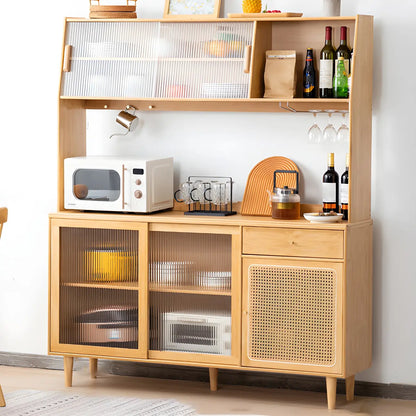 Buffet de salle à manger en bois naturel avec rangement ouvert