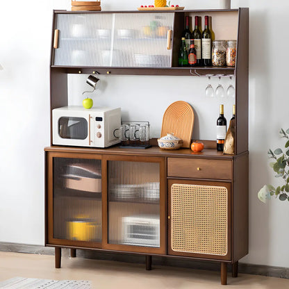Buffet de salle à manger en bois naturel avec rangement ouvert
