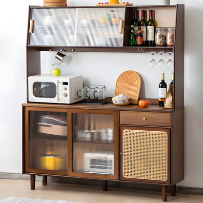 Buffet de salle à manger en bois naturel avec rangement ouvert